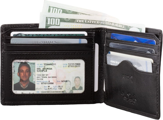 Tony Perotti Billetera plegable de piel italiana para hombre con ta...