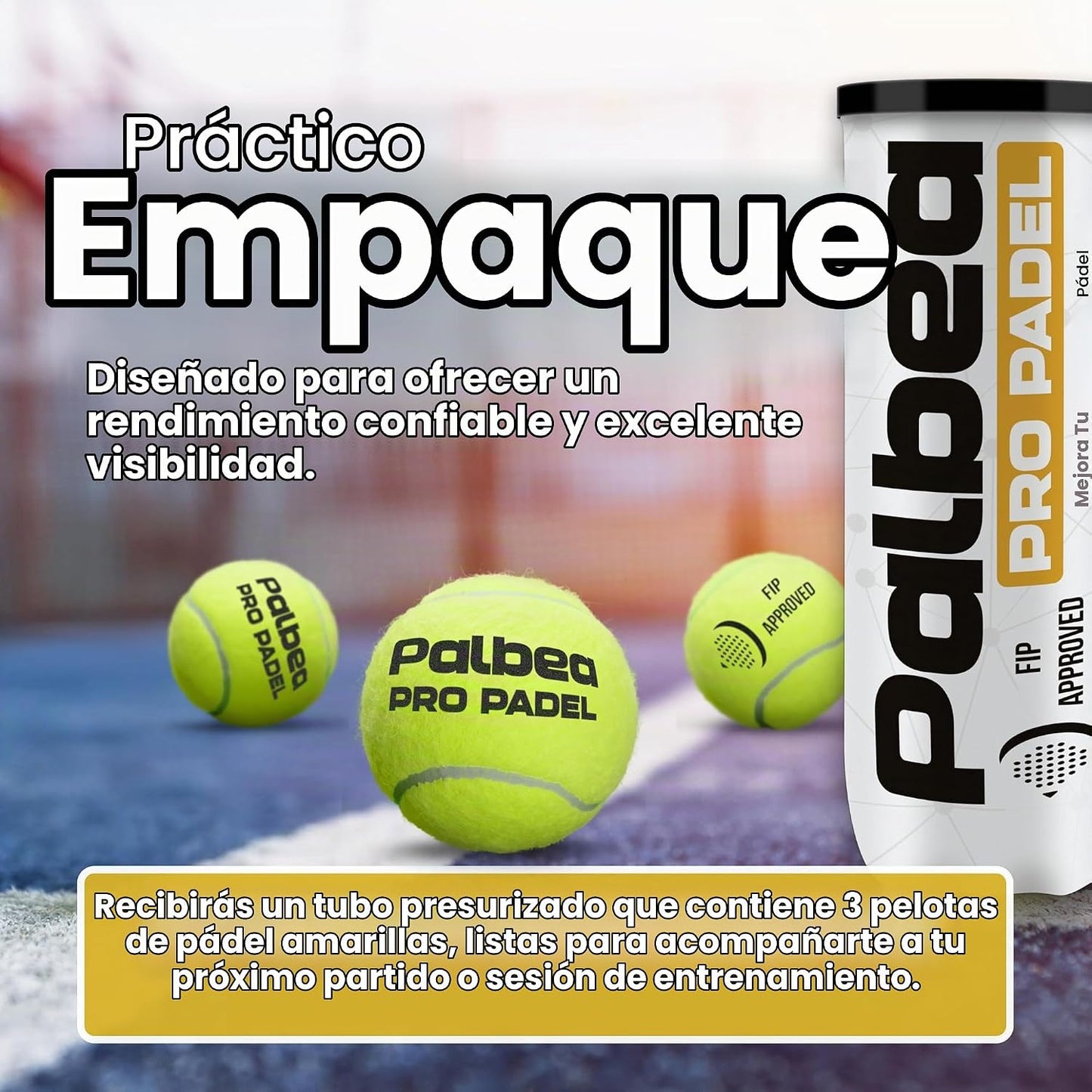 Palbea Pelotas de Padel PRO. 6\/12\/24 Tubos de 3 Pelotas de Pádel...