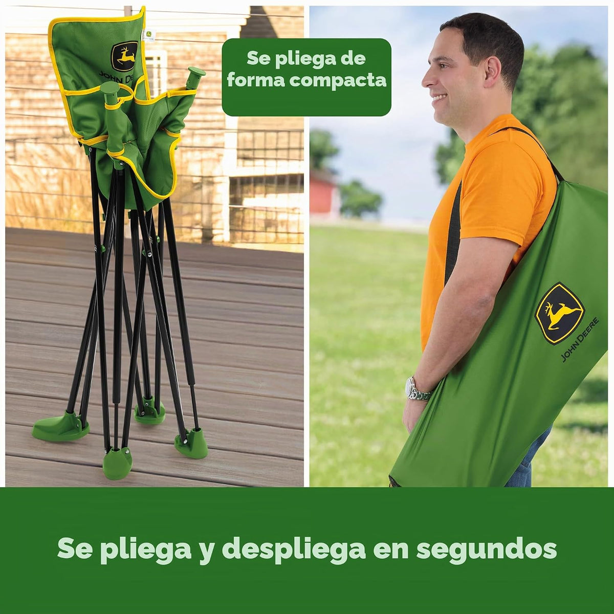 Bright Starts John Deere Pop 'N Dine - Silla alta portátil, int...