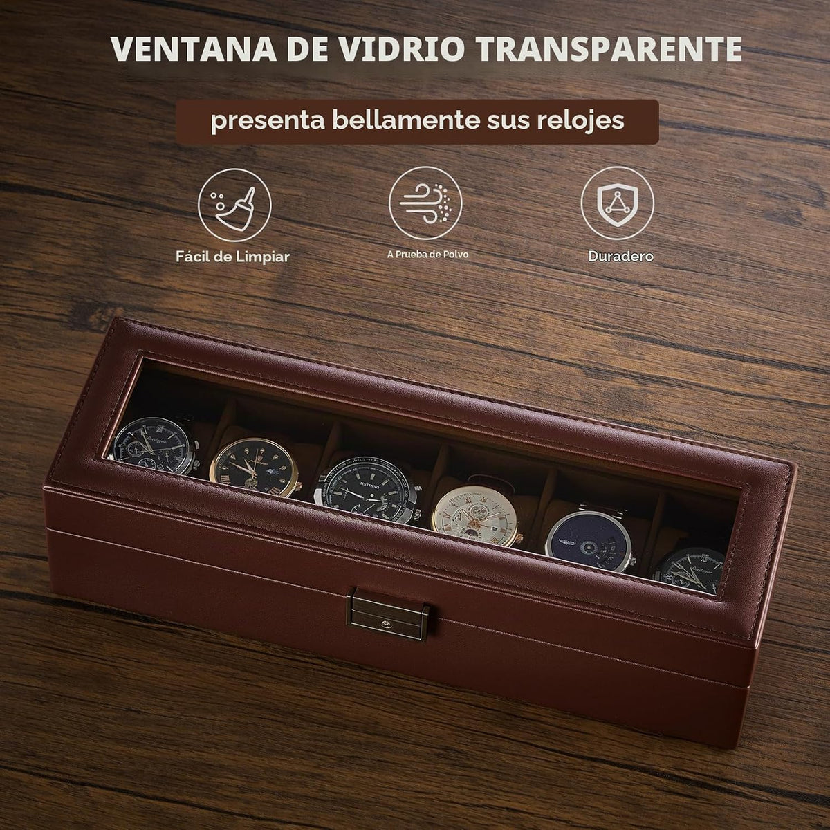 ProCase Caja de reloj con 6 ranuras para hombre - Espresso | Organi...