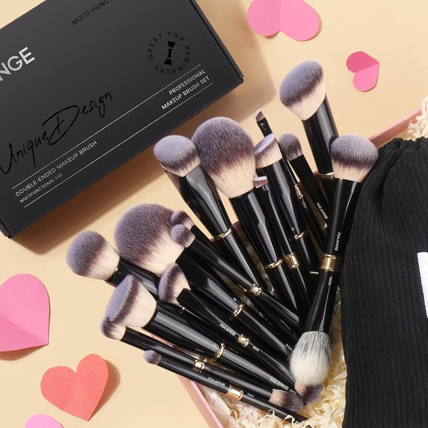 MAANGE Set de brochas de maquillaje 16 piezas, juego de brochas pro...