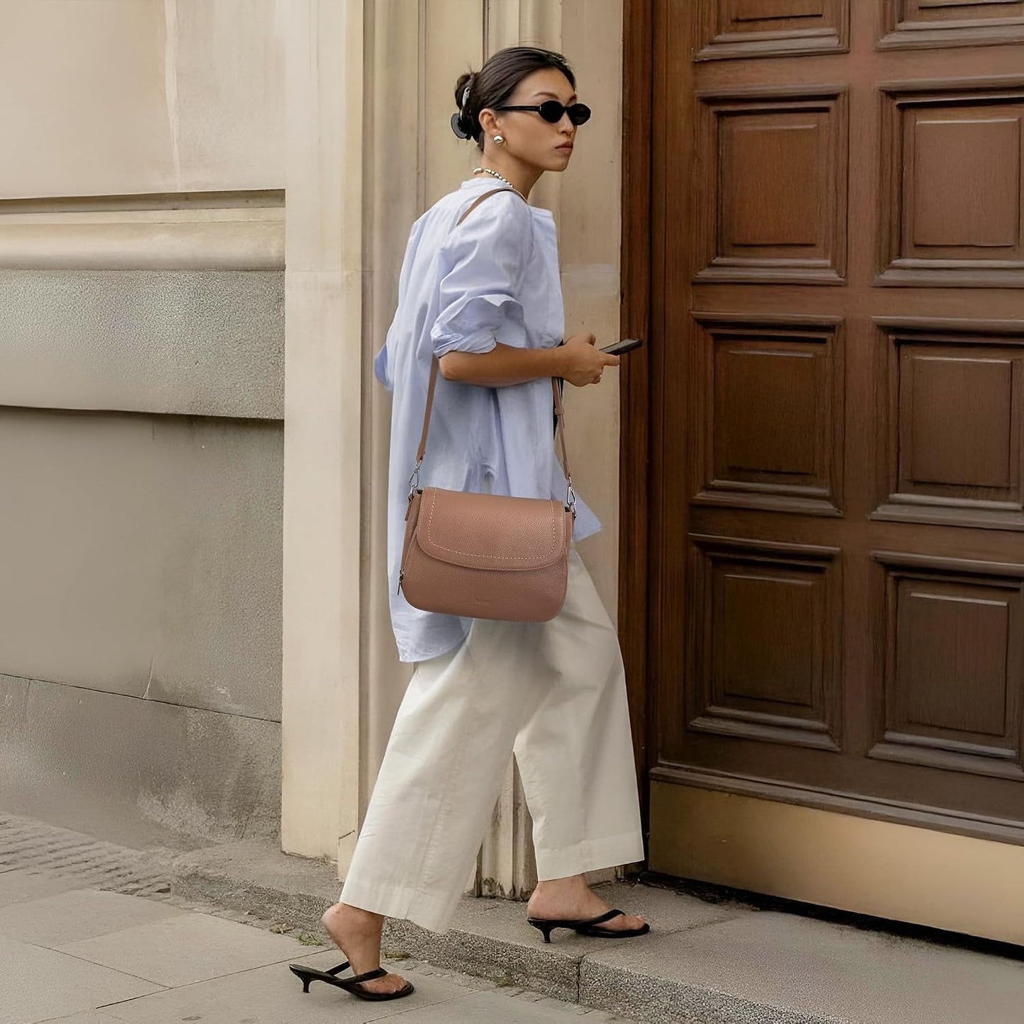 befen Bolsos cruzados de cuero genuino para mujer con cartera RFID...