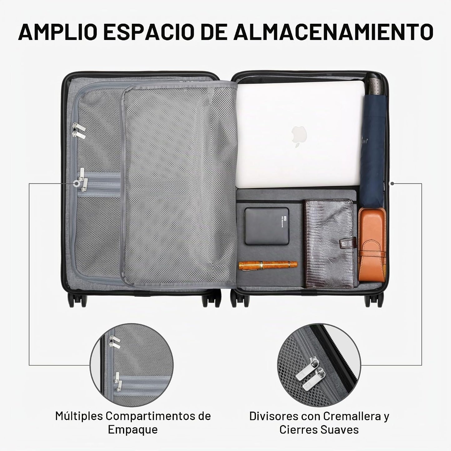 LEVEL8 Serie de equipaje compañero Elegance, Negro, 20 - pulgadas,...