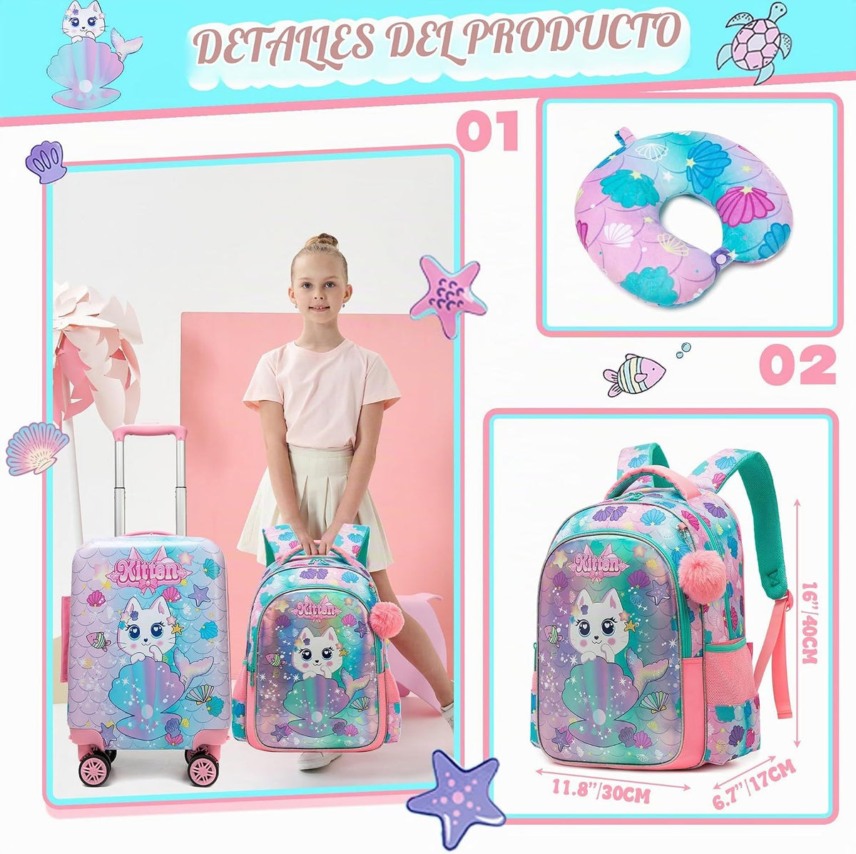 Homskiii Juego de Equipaje para Niños de 5 Piezas, Juego de Maletas...