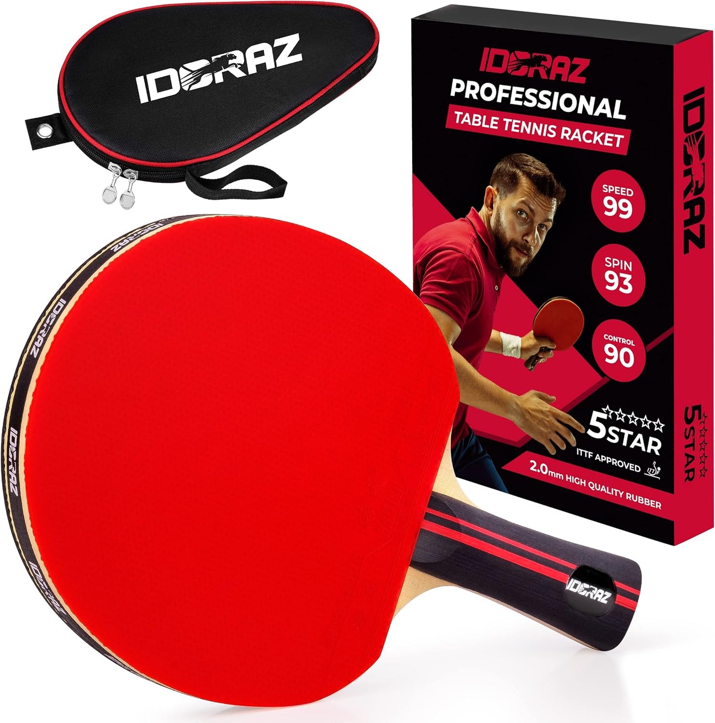 Idoraz Pala Profesional de Ping Pong - Raqueta de Tenis de Mesa con...