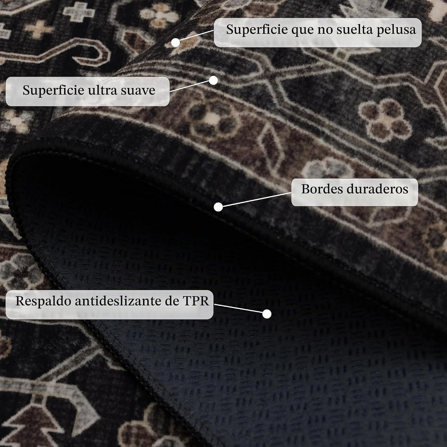 Ruaruarug Alfombra antideslizante lavable a máquina, ultra suave, s...