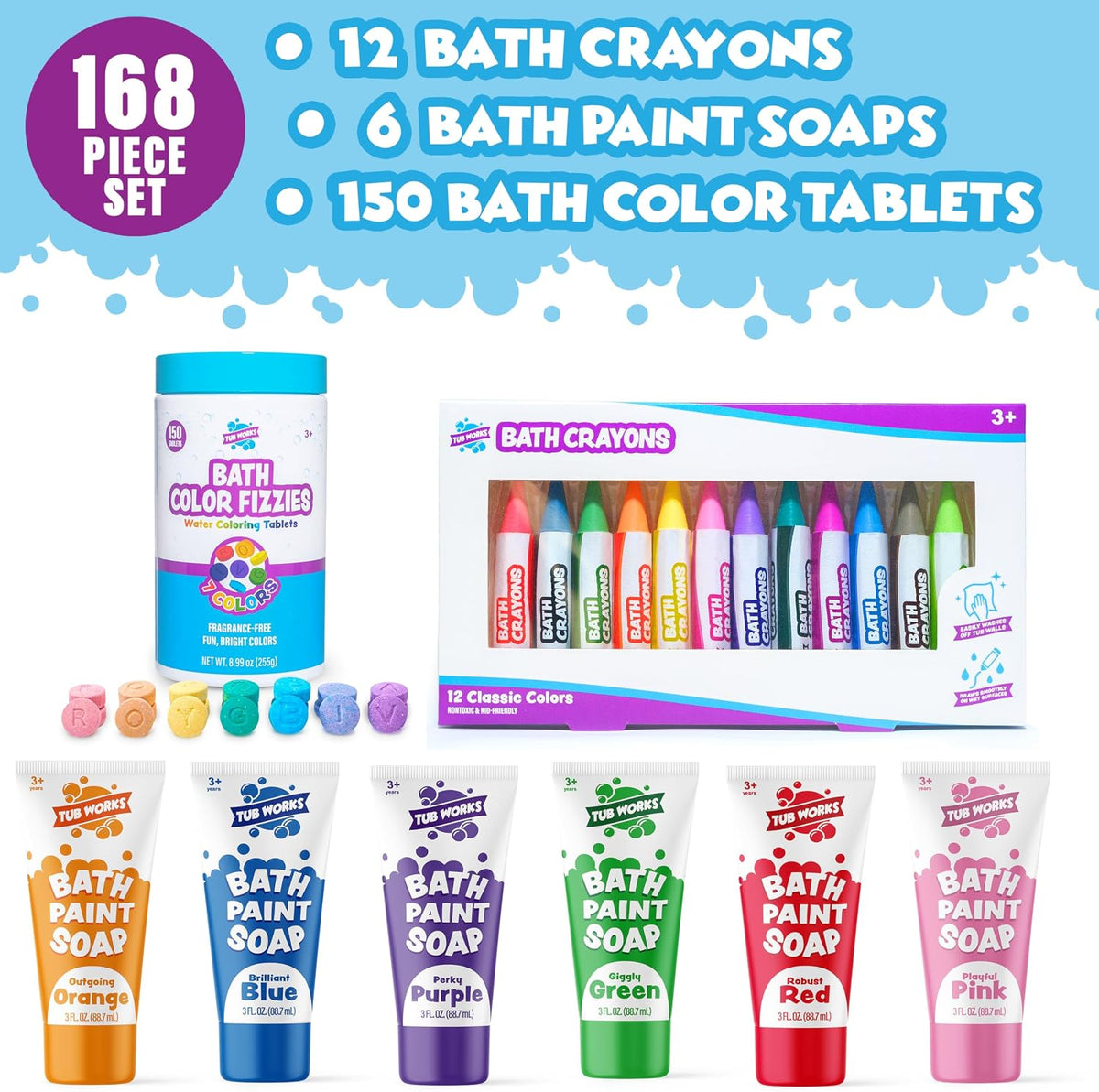 Tub Works® My Colorful Bath™ Juego de Baño para Niños | No Tóxico |...