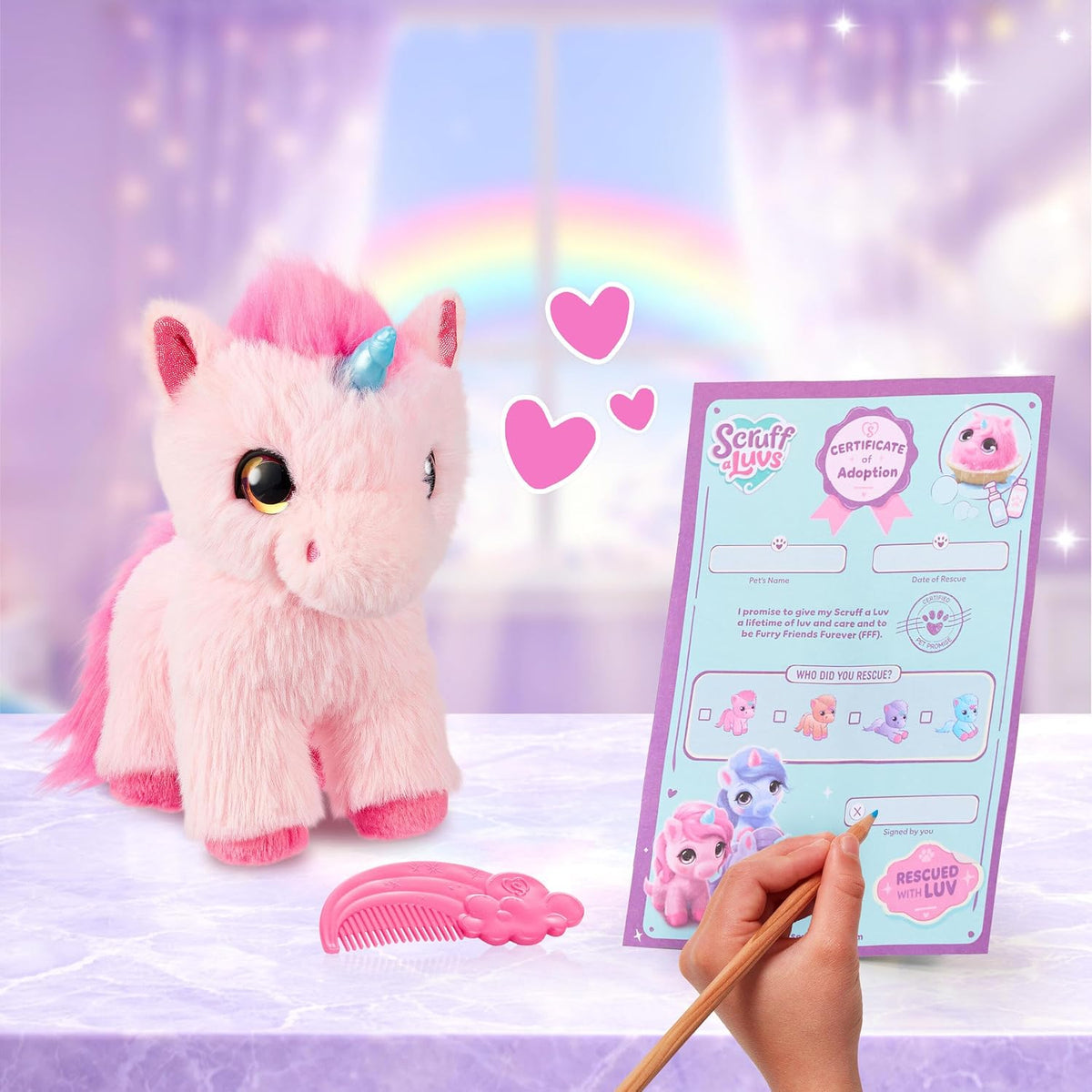 ScruffaLuvs Unicorn Scruffs Peluche, lavar para revelar 1 de 4 unic...
