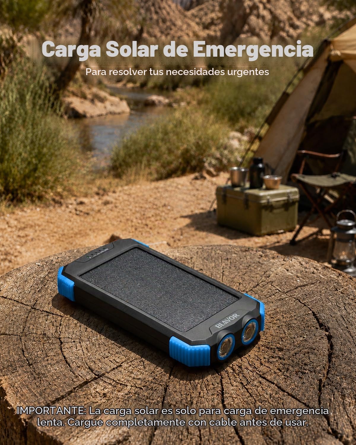 BLAVOR - Paquete de batería externa solar, cargador inalámbrico Qi...