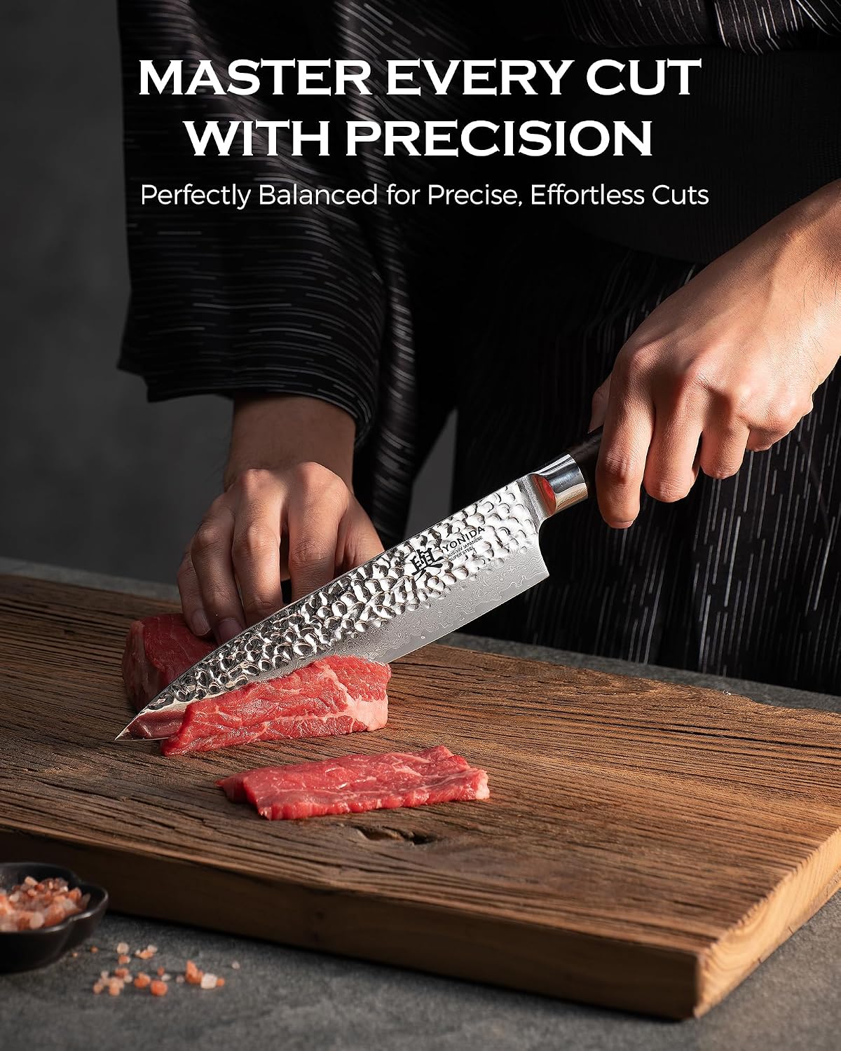 Cuchillo de chef japonés, 67 capas de acero Damasco de 8 pulgadas c...