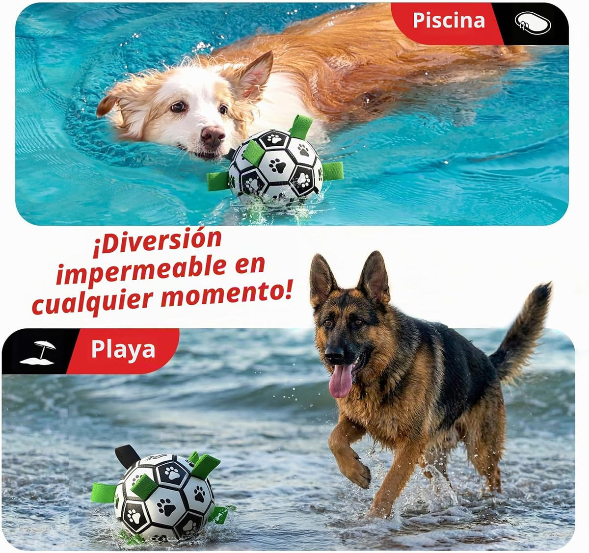 QDAN Juguetes grandes para perros, pelota de fútbol para perros con...