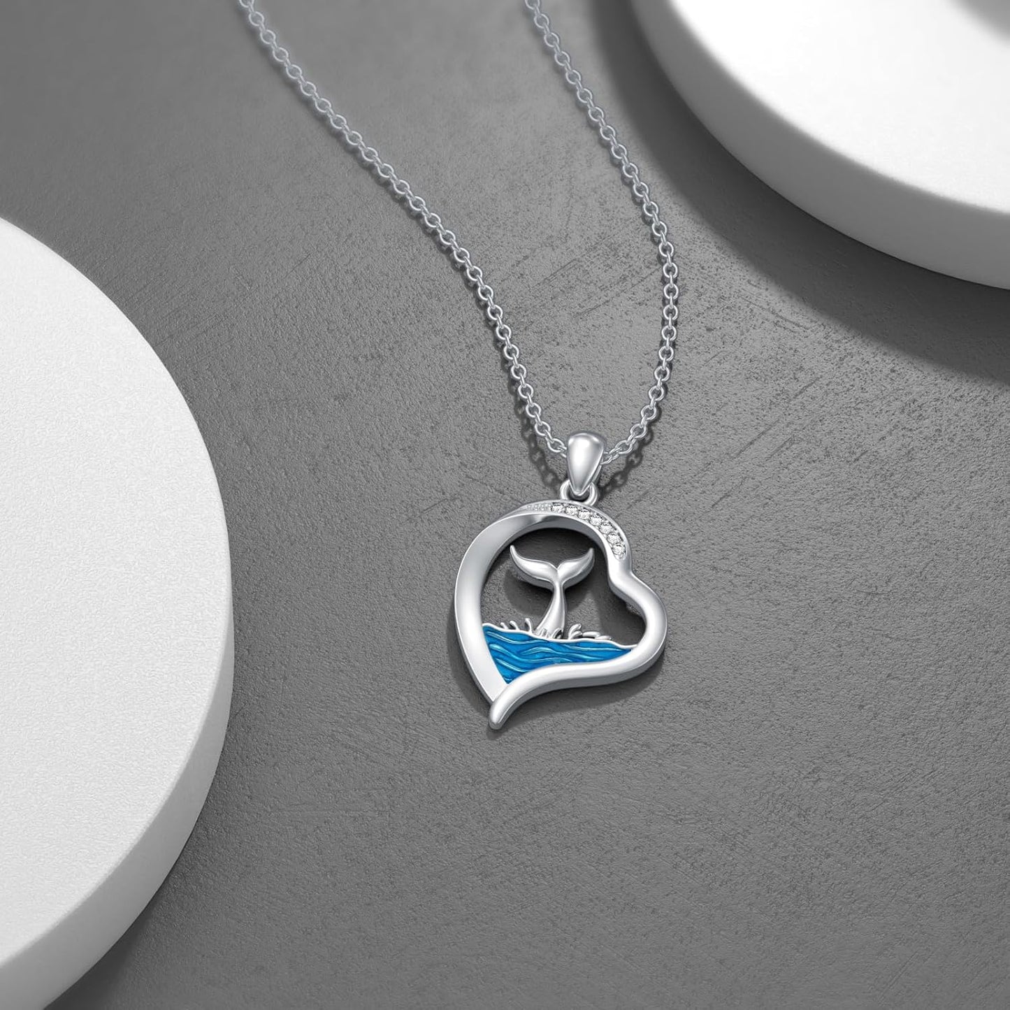 LWXIE Collar de playa de diamantes de plata de ley 925 con dije de...