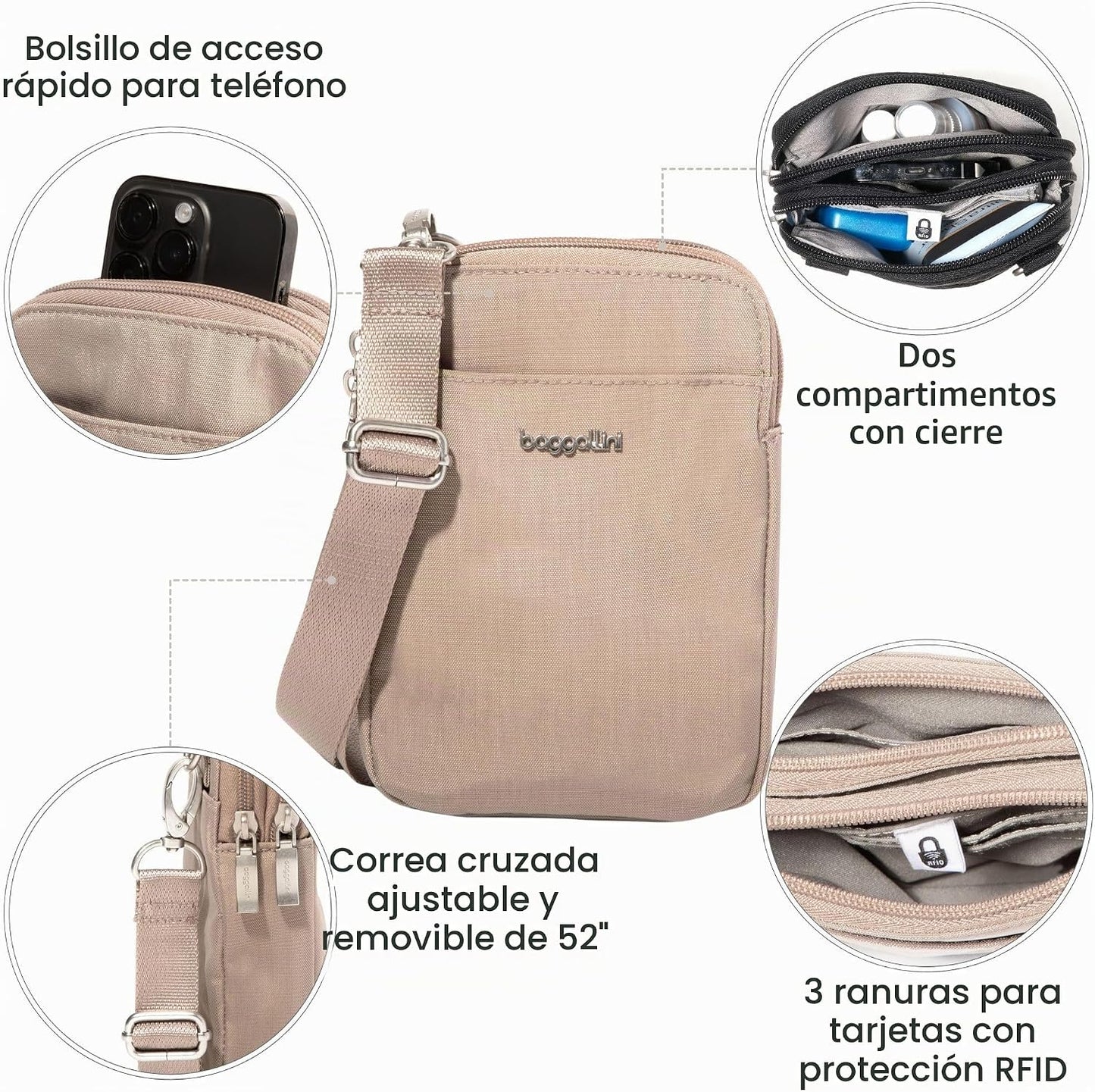 Baggallini Take Two Rfid Crossbody moderno para mujer