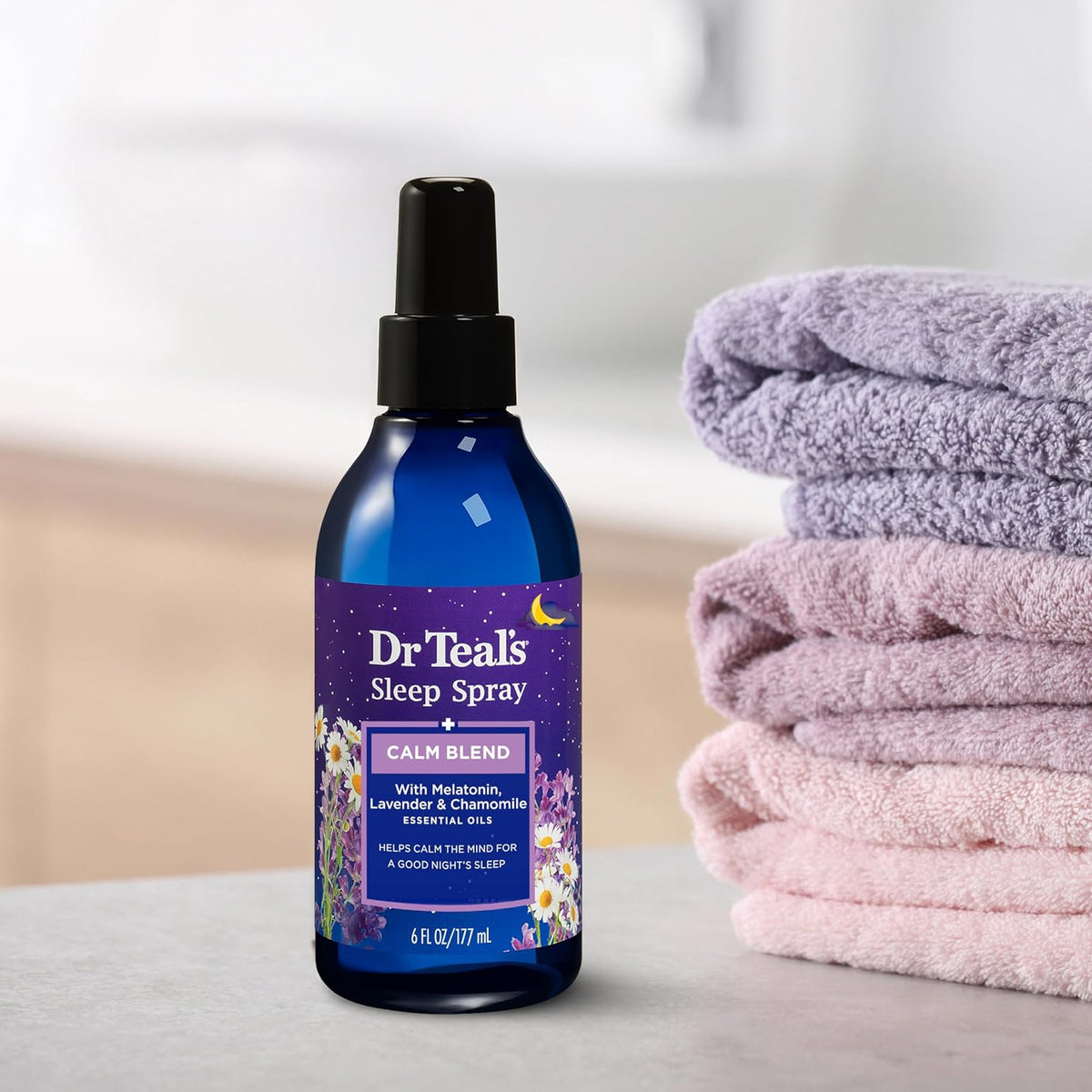 Dr Teal's Calm Blend Spray con aceites esenciales de melatonina...