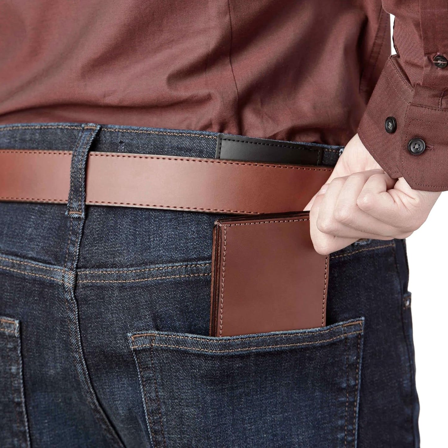 Billetera plegable de cuero de grano completo premium para hombre,...