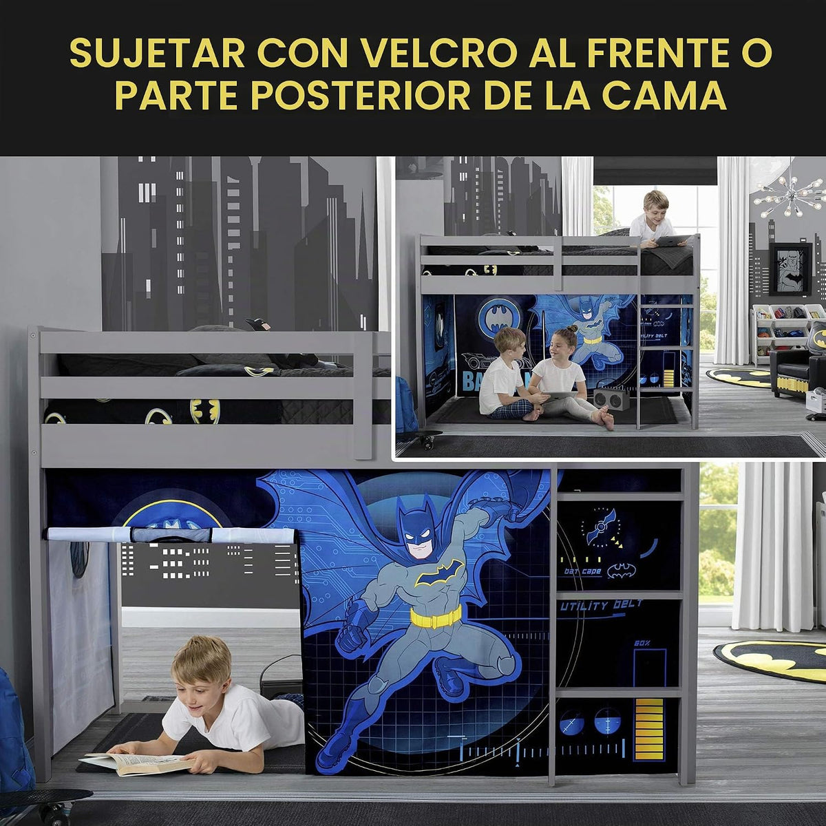 Delta Children Batman Loft Bed Tent - Juego de cortinas para cama b...