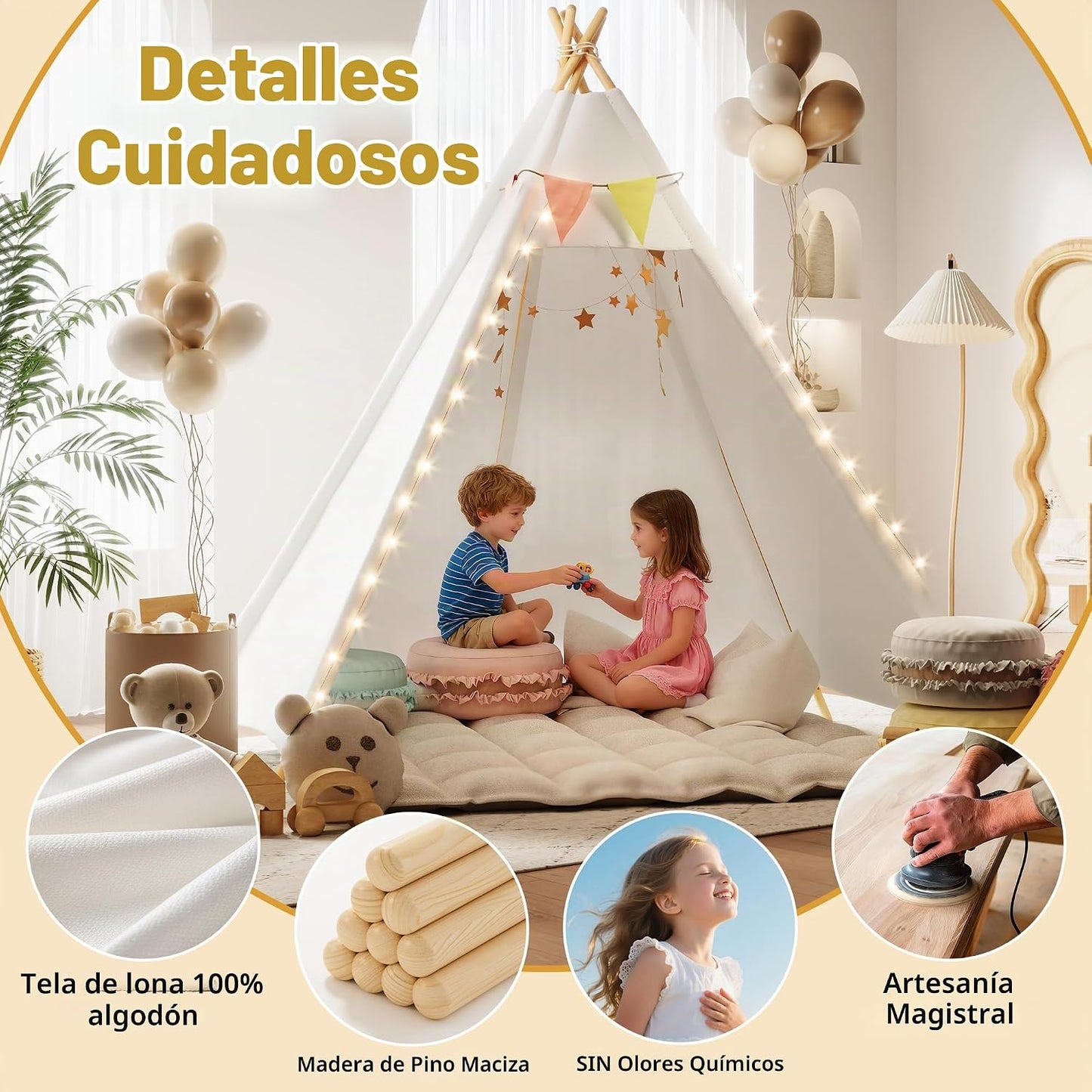Betterhood Tienda de campaña tipo tipi grande de 7 pies para adulto...