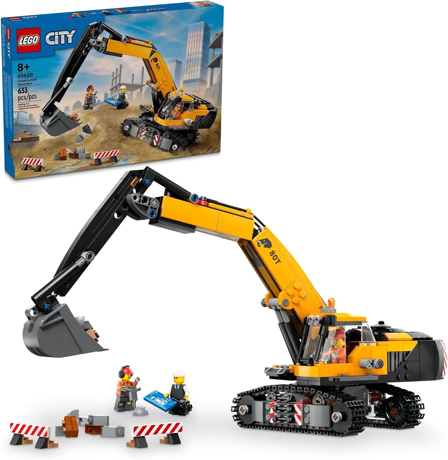 LEGO City Excavadora de Construcción Amarilla Juguete Excavadora pa...