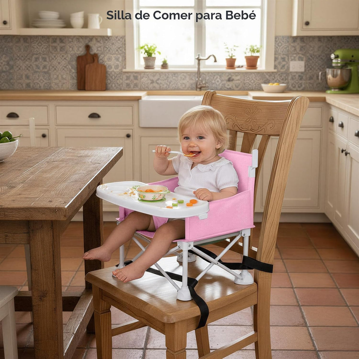 Cochildor Silla de bebé portátil 4 en 1, asiento elevador plegable...