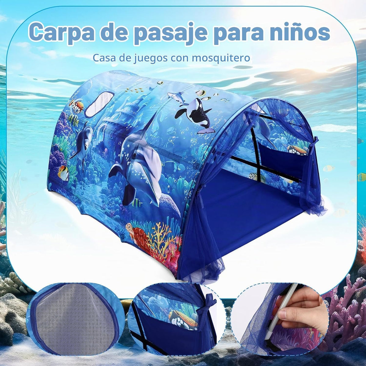 Wowangce Tienda de campaña Ocean Bed para niños, tienda grande para...