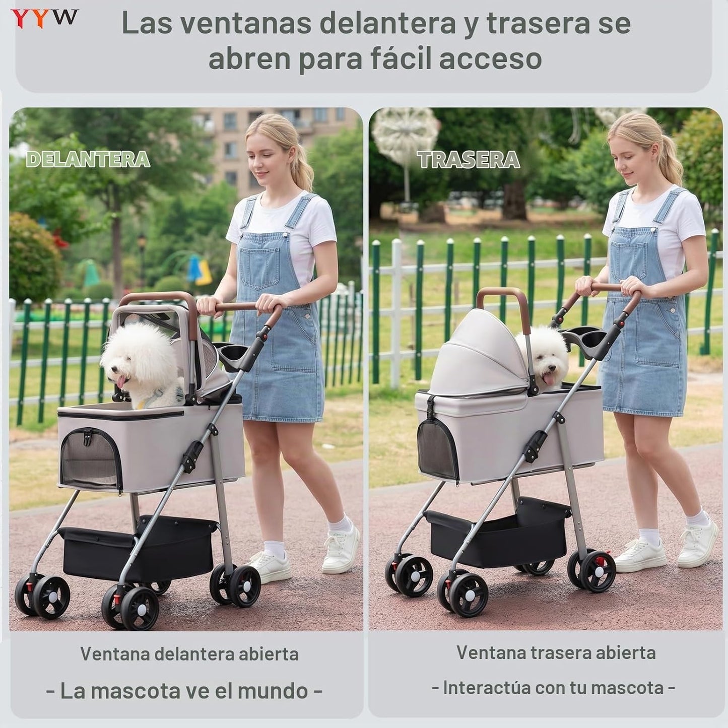 YYW Cochecito para mascotas para perros y gatos pequeños, 3 en 1 pl...