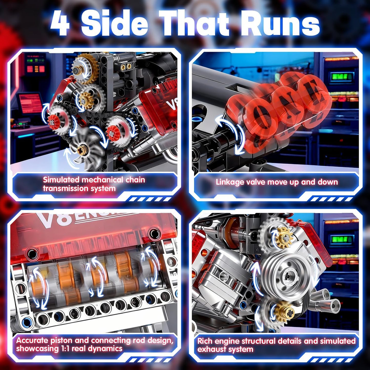 V8 - Juego de construcción de juguete con motor de combustión V8, k...