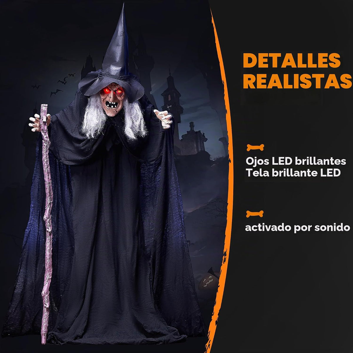 JOYIN Decoración de Halloween para exteriores de 72 pulgadas, bruja...