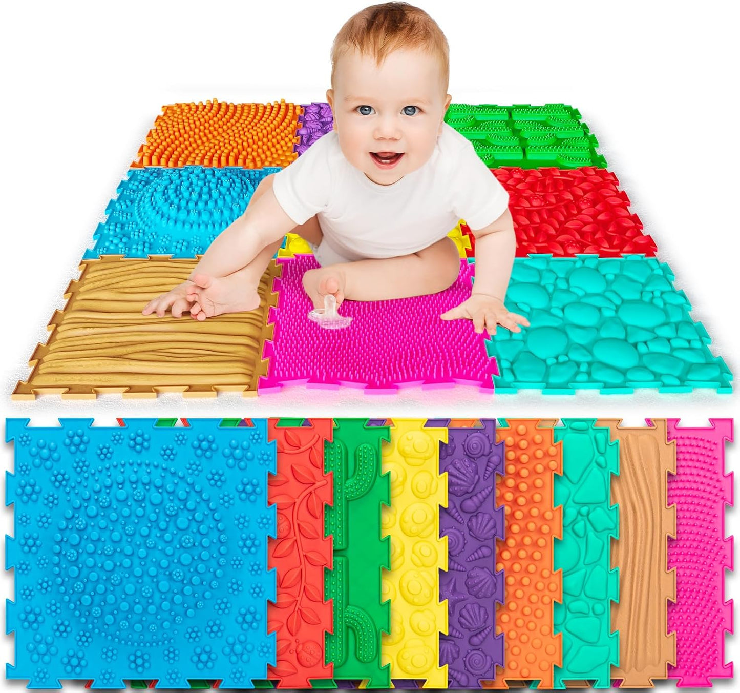 Art3d Alfombrillas sensoriales para niños autistas, paquete de 9 ta...