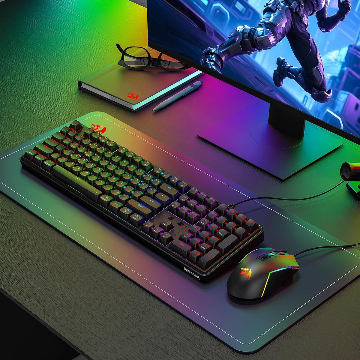 Redragon S163 - Combo de teclado y mouse para juegos Wilreess de 3...