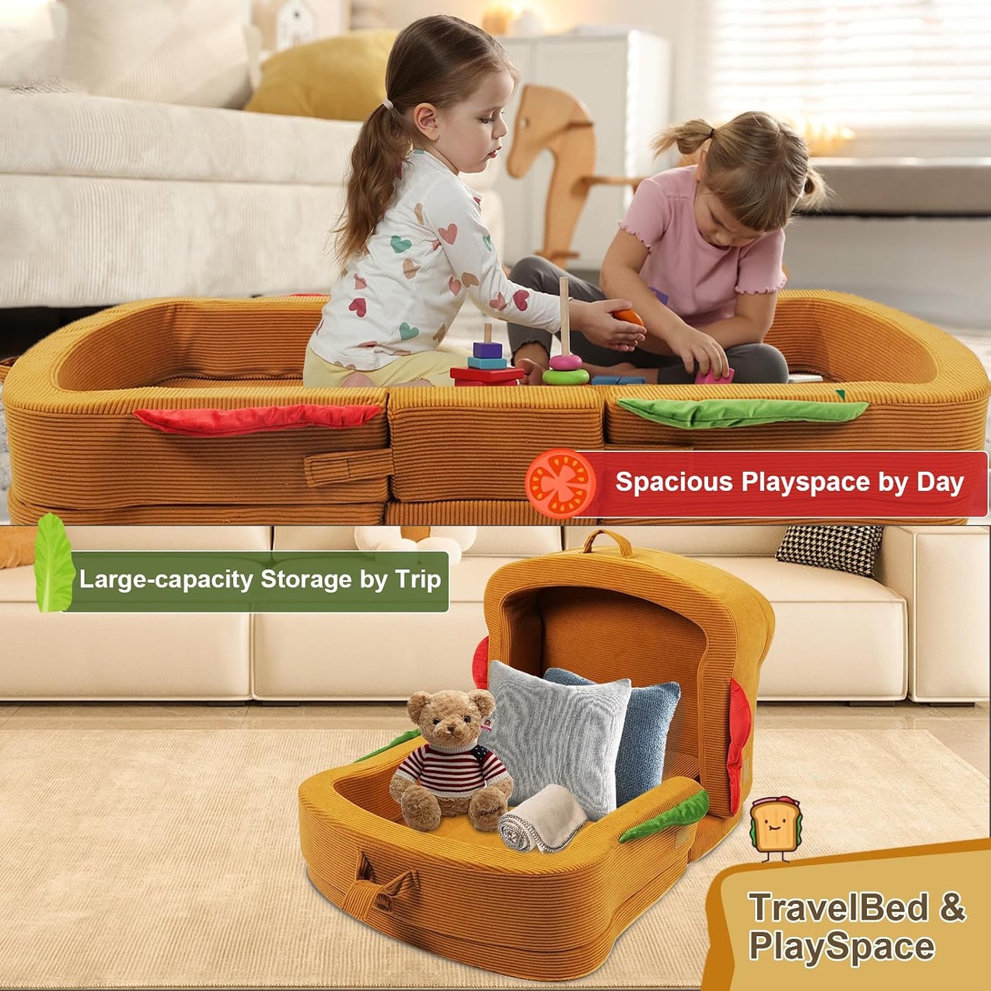 liftoza - Cama de viaje para niños pequeños, estilo sándwich, camas...