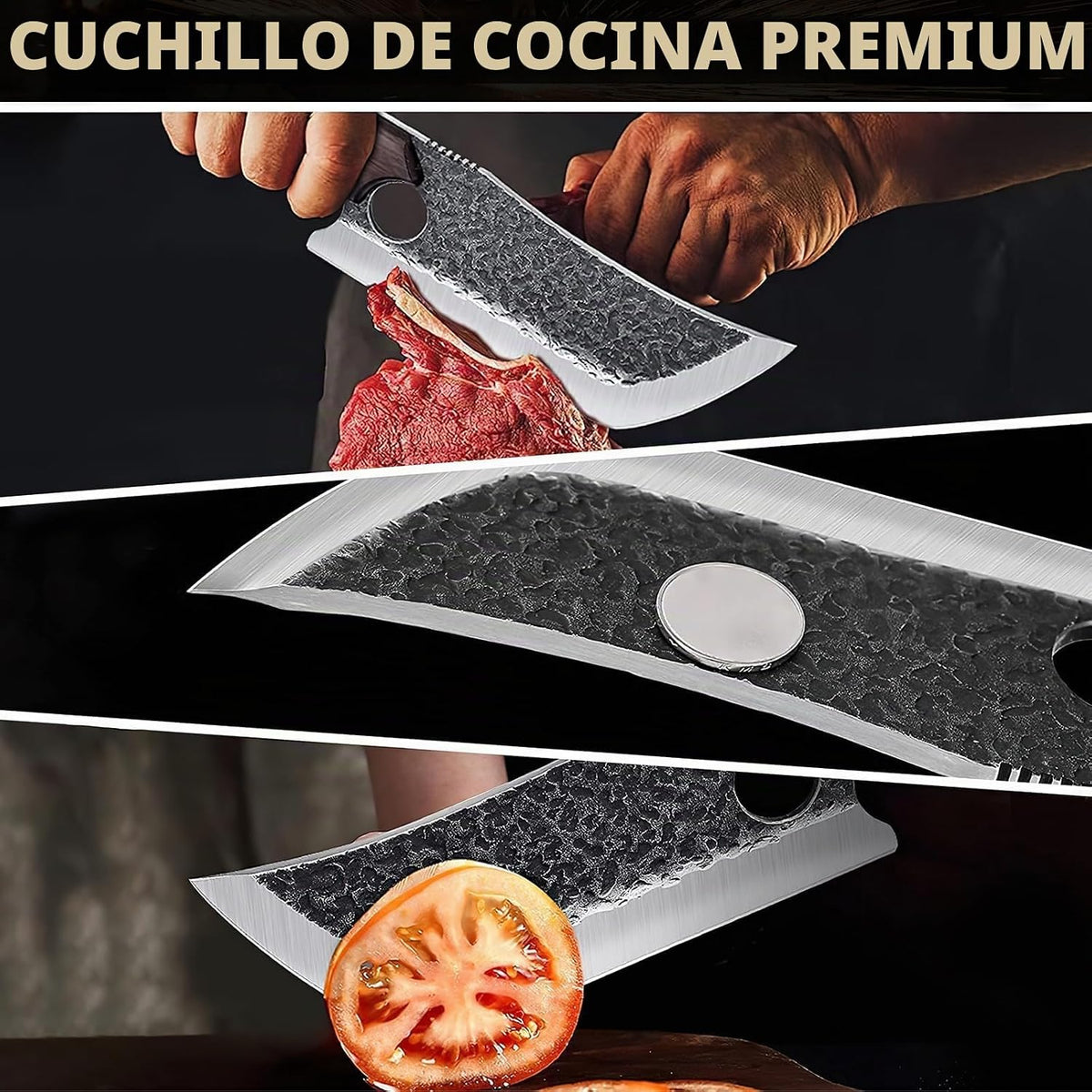 DRGSKL Cuchillo de carnicero forjado a mano con funda de cinturón y...