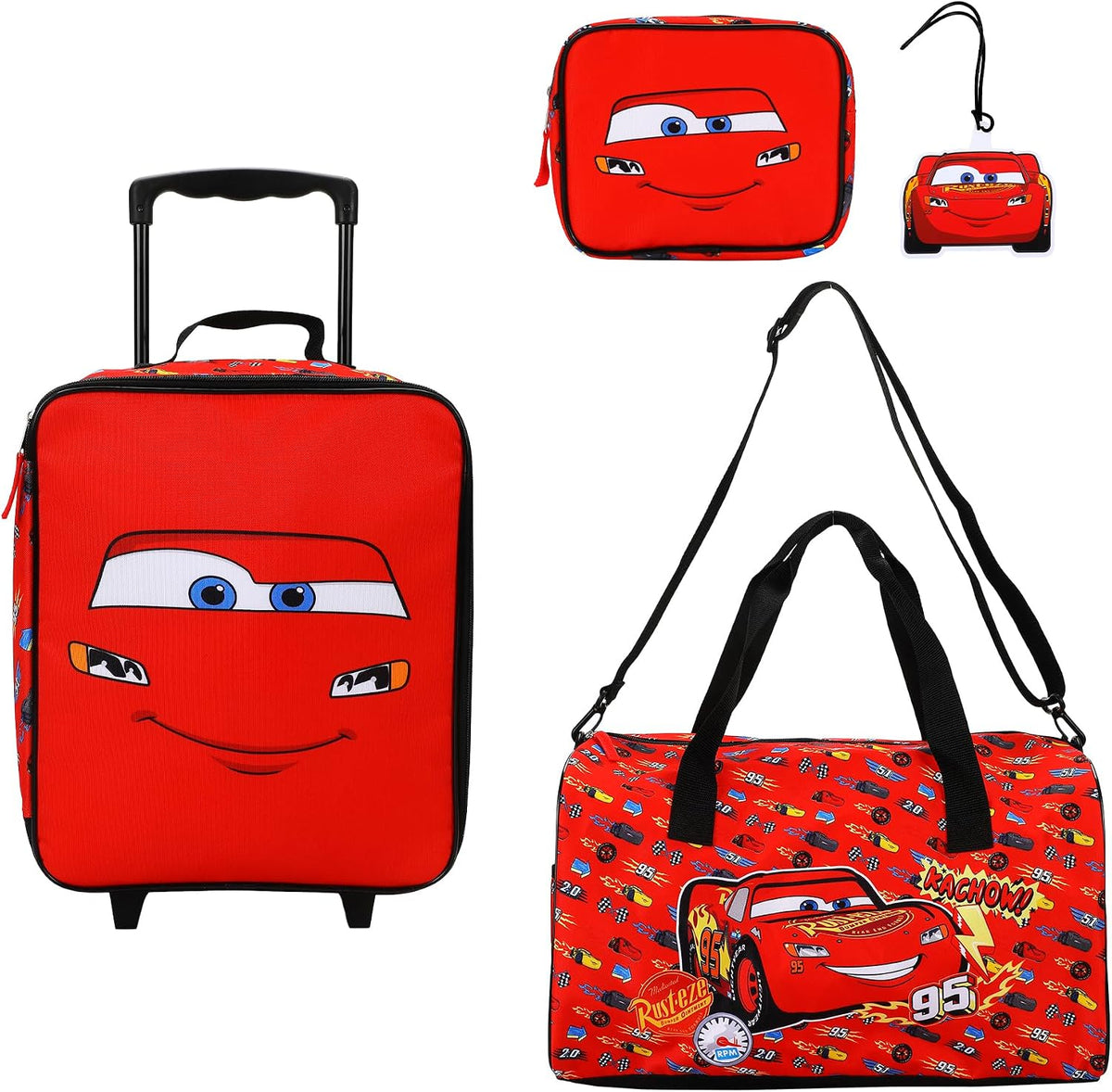 Bioworld Cars Lightning McQueen - Juego de viaje de 4 piezas para n...