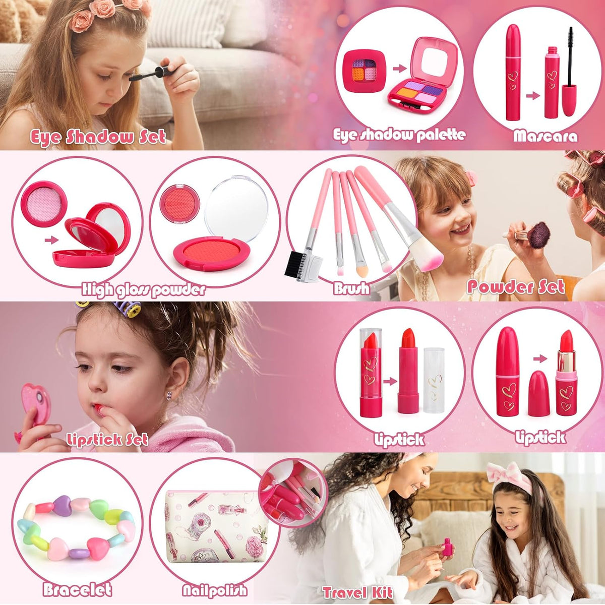 Woumserta Regalos para niñas, maquillaje básico de simulación para...