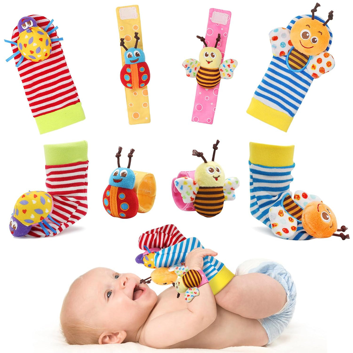 Bloobloomax - Calcetines de sonajero de muñeca y buscador de pies,...