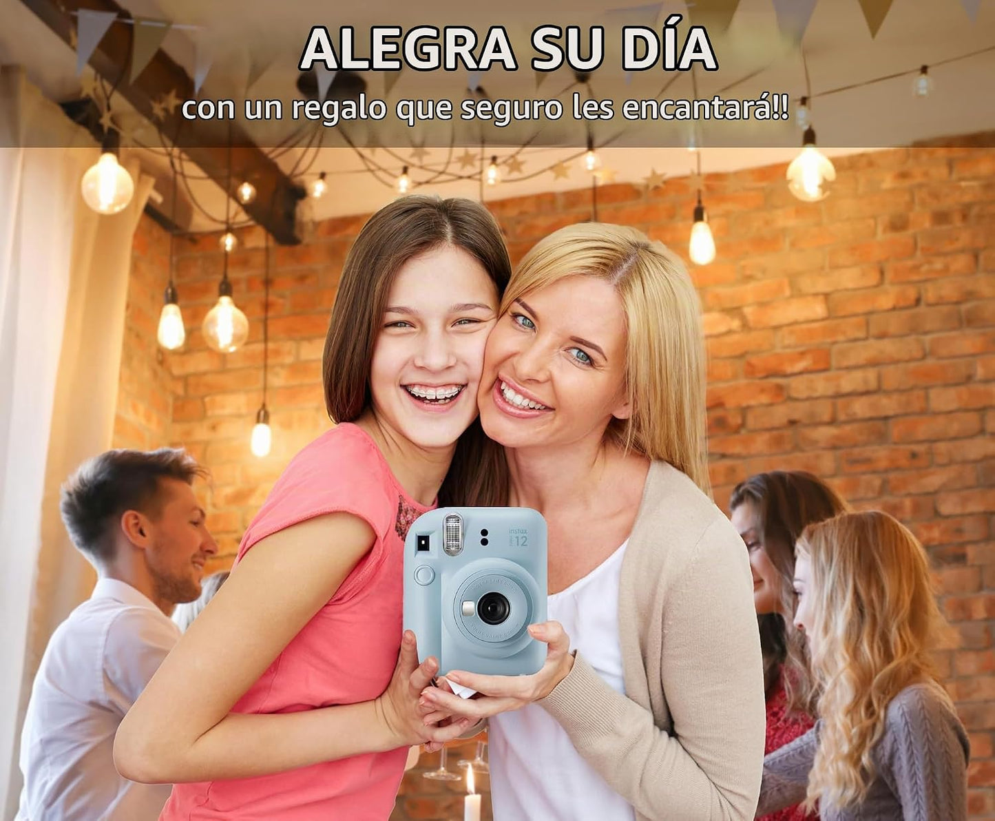 Fujifilm Cámara de película instantánea Instax Mini 12 (rosa flor)...