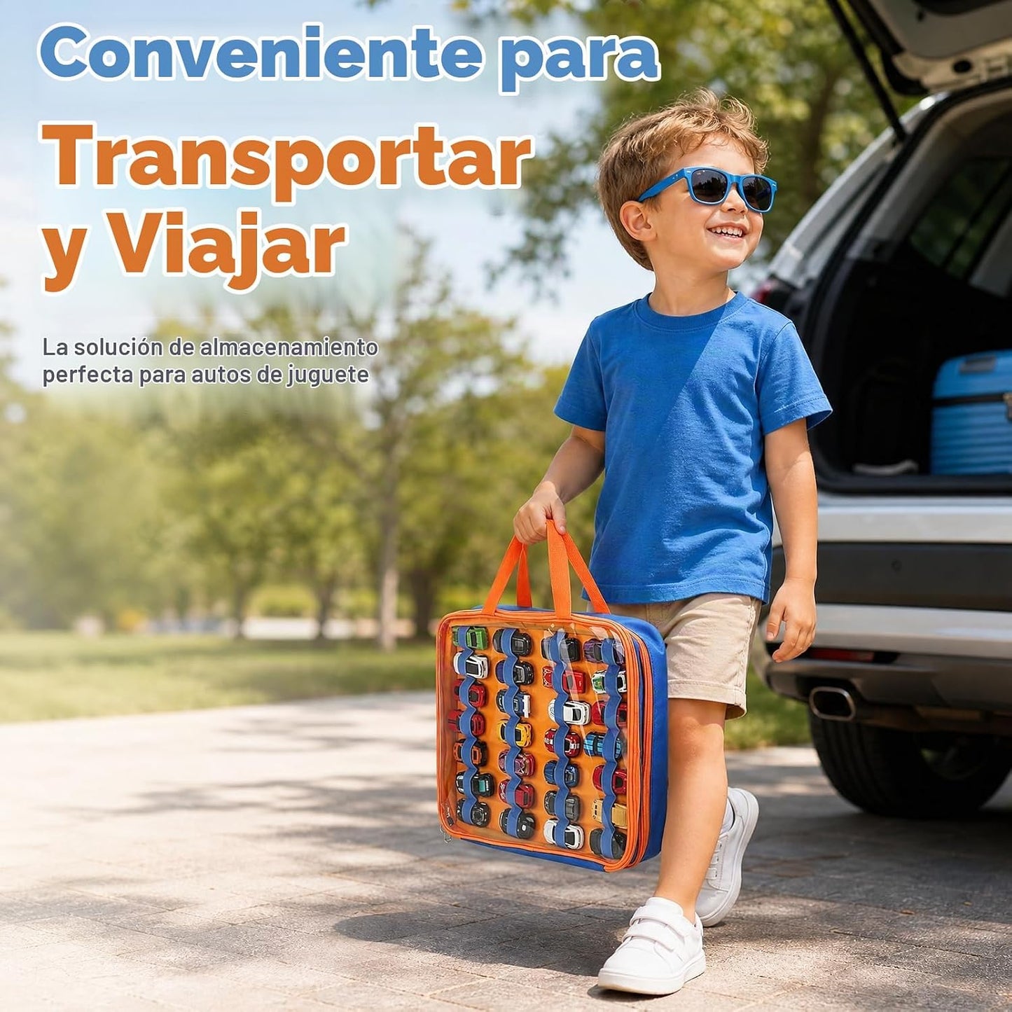Estuche de transporte para almacenamiento de autos de juguete con 8...