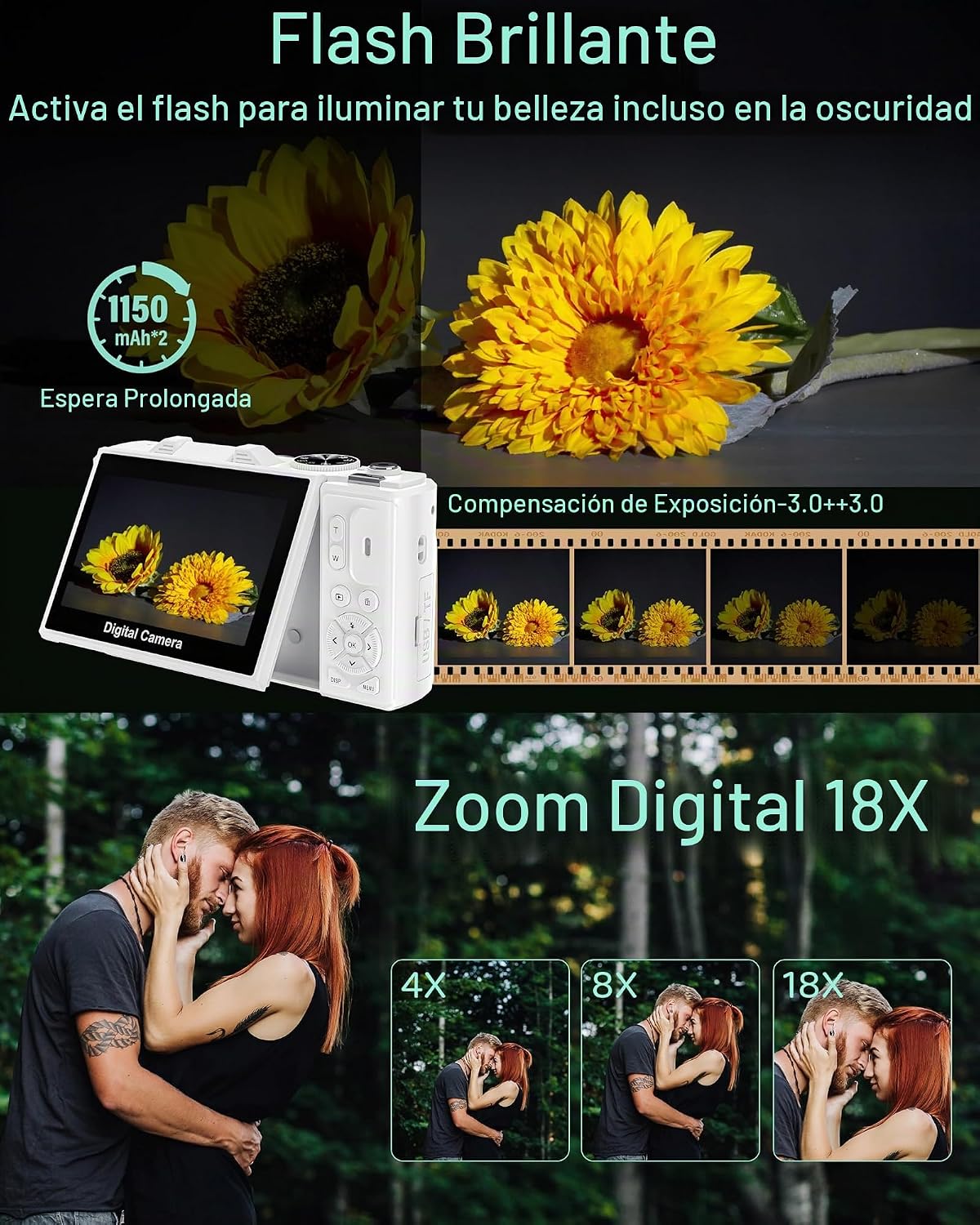 Cámara digital 5K Cámaras WiFi para fotografía 75MP UHD Autofocus V...