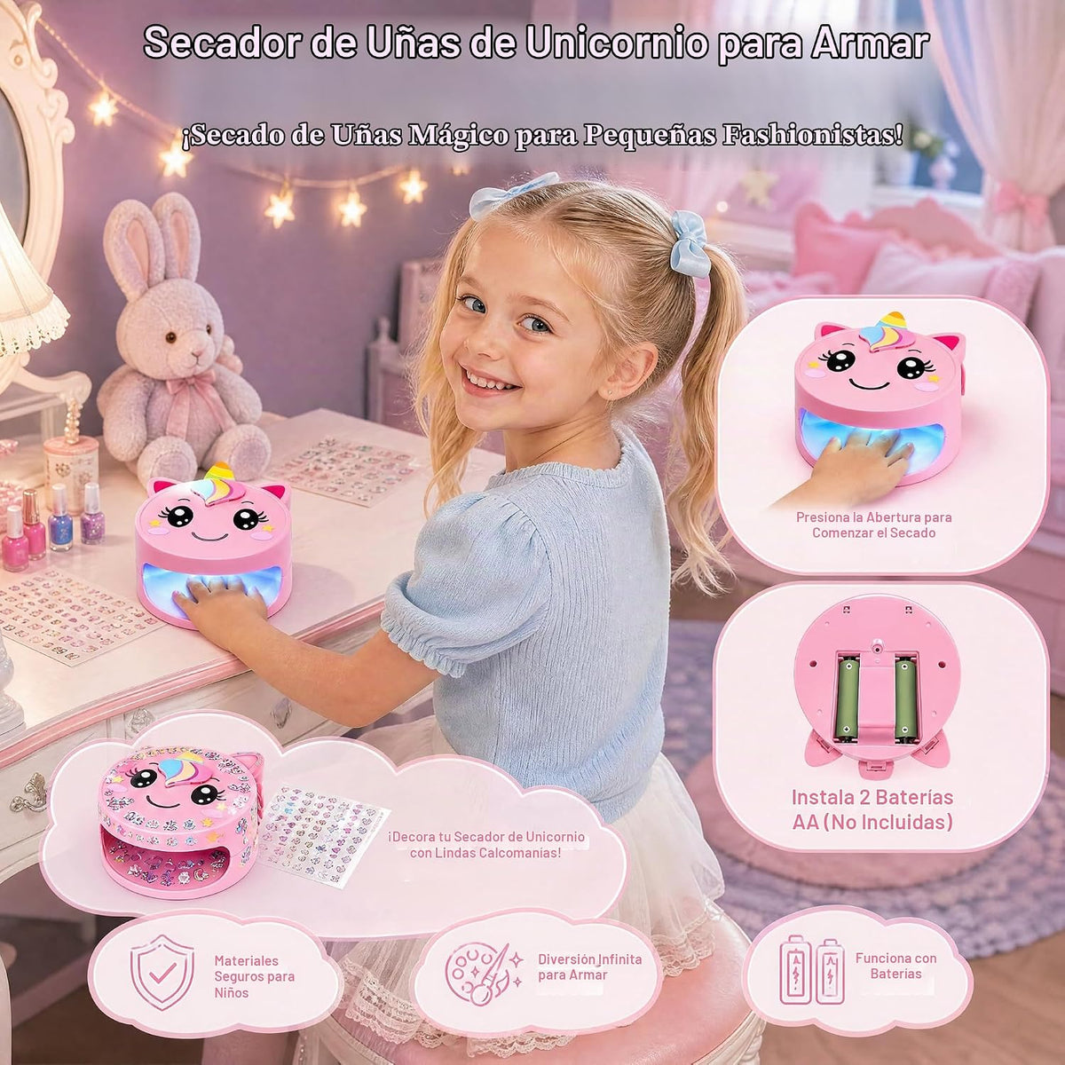 Juego de esmaltes de uñas para niñas, kit de salón de arte de uñas...
