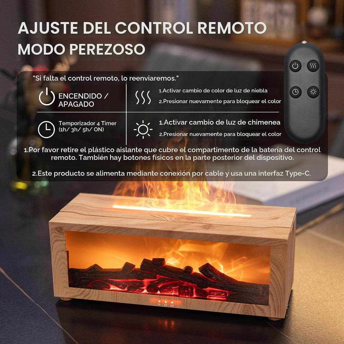 TMEHM Humidificador difusor de aire de llama para chimenea, difusor...