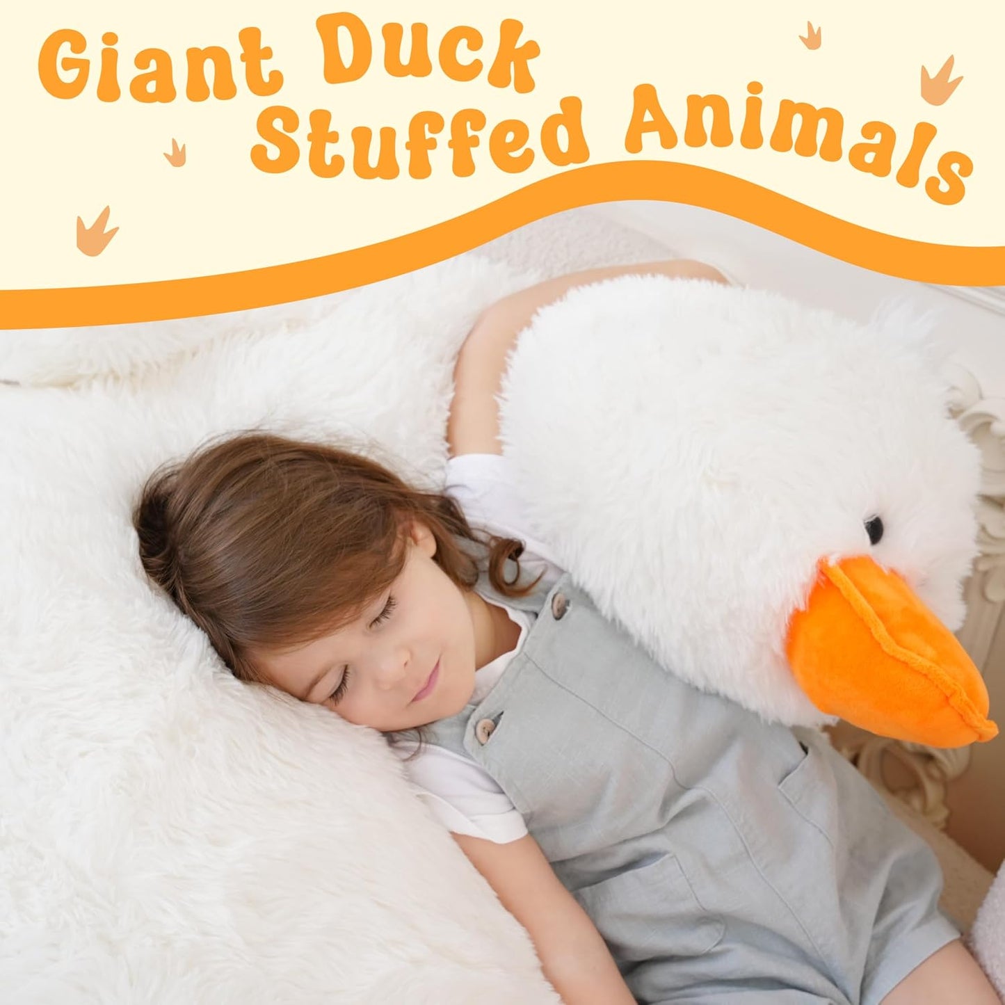 Jrystar Animales de peluche de pato blanco gigante de 43 pulgadas,...