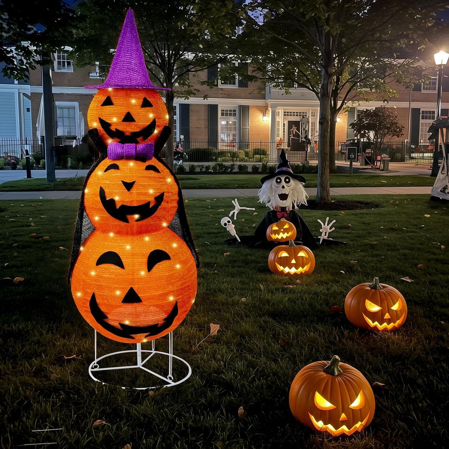 Decoración plegable de calabaza de Halloween para exteriores, plást...