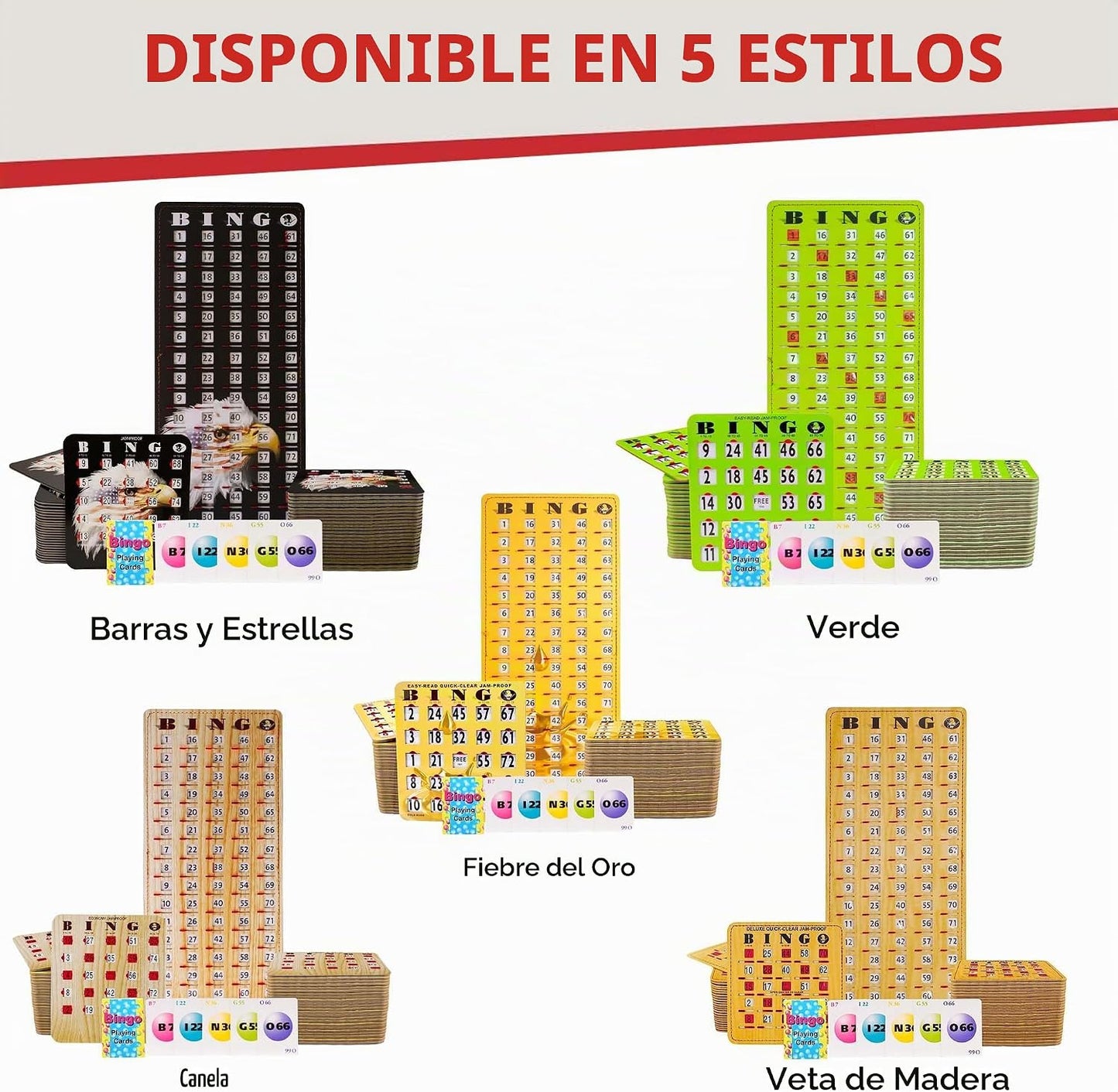 MR CHIPS Juego Completo de Bingo con Tarjetas de Obturador a Prueba...