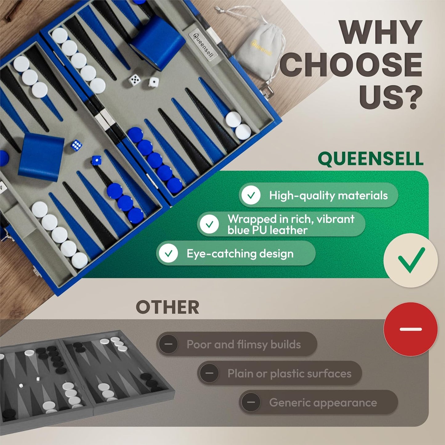 Juegos de backgammon para adultos \u2013 Juego de mesa de cuero PU...