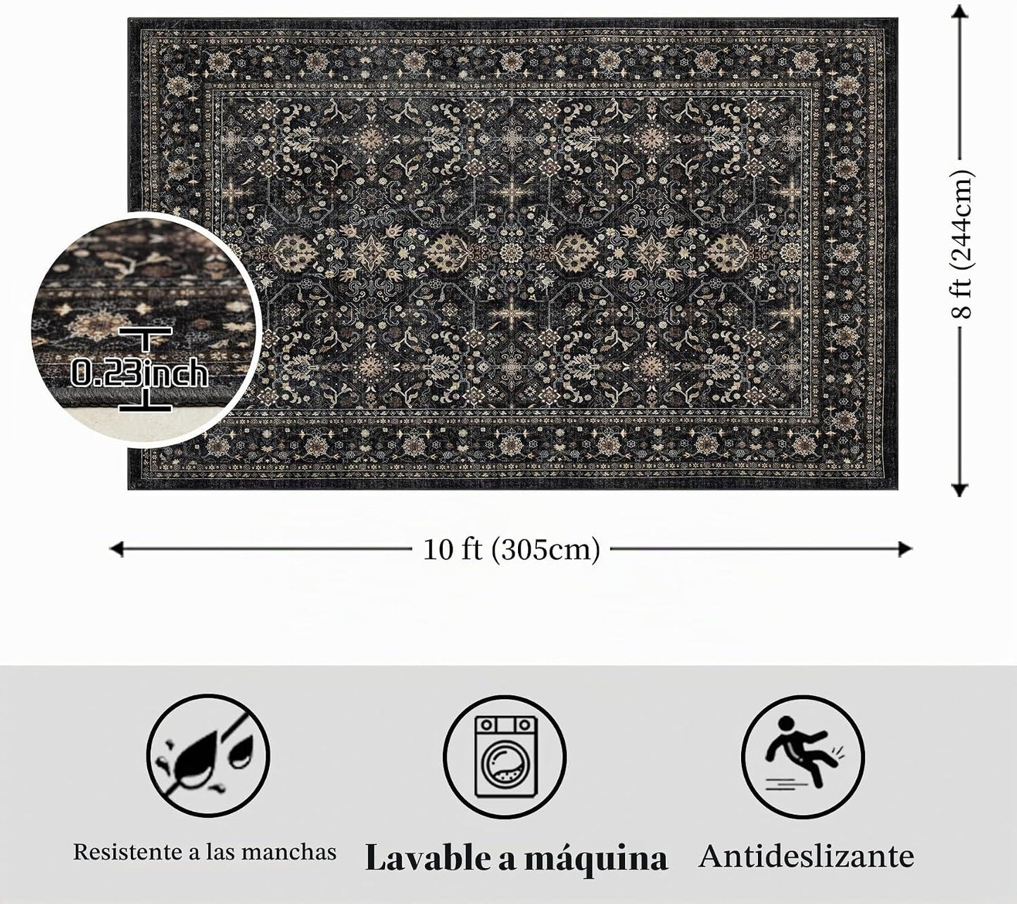Ruaruarug Alfombra antideslizante lavable a máquina, ultra suave, s...