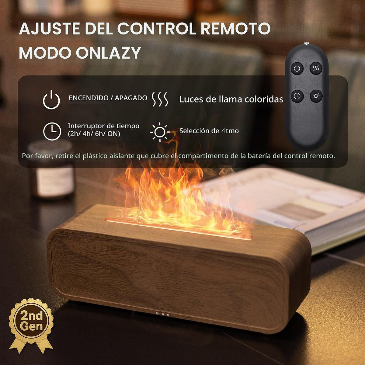 TMEHM Humidificador difusor de aire con llama reactiva con sonido,...