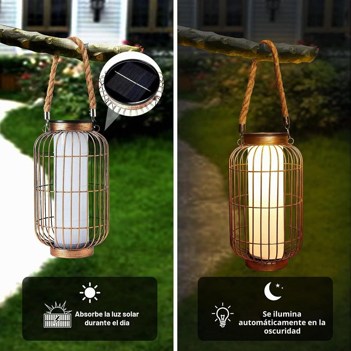 pearlstar Farol grande con energía solar para exteriores, luces col...