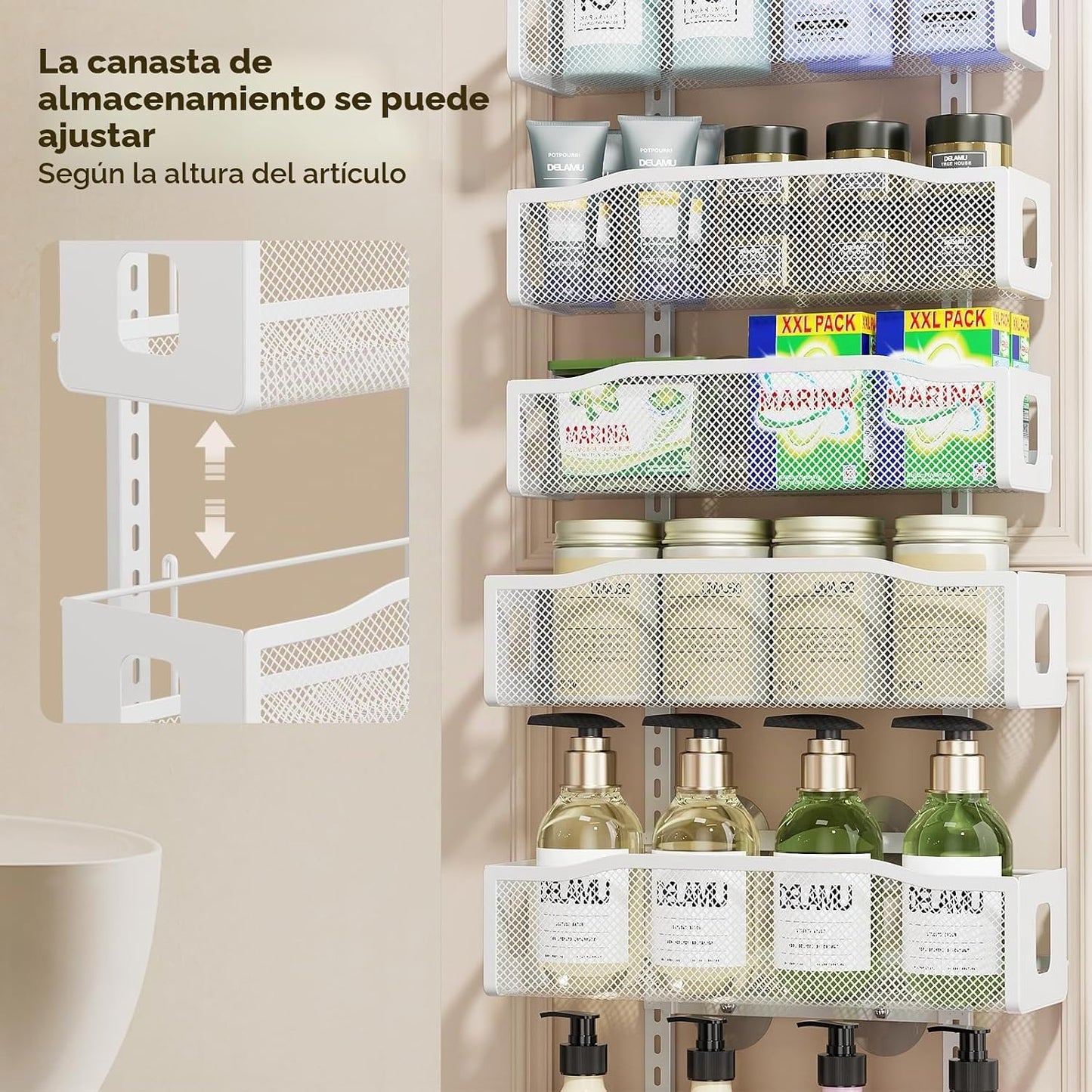 Delamu Organizador de despensa de 8 niveles sobre la puerta, 2 en 1...