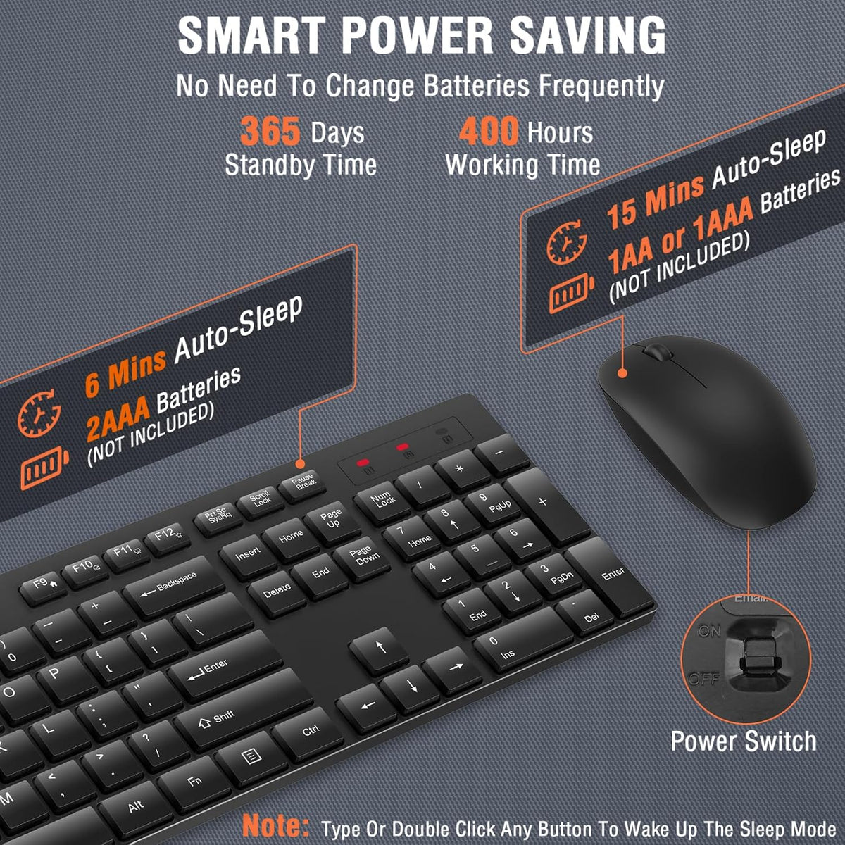 Combo de teclado y mouse inalámbrico, EDJO, teclado y mouse USB ina...