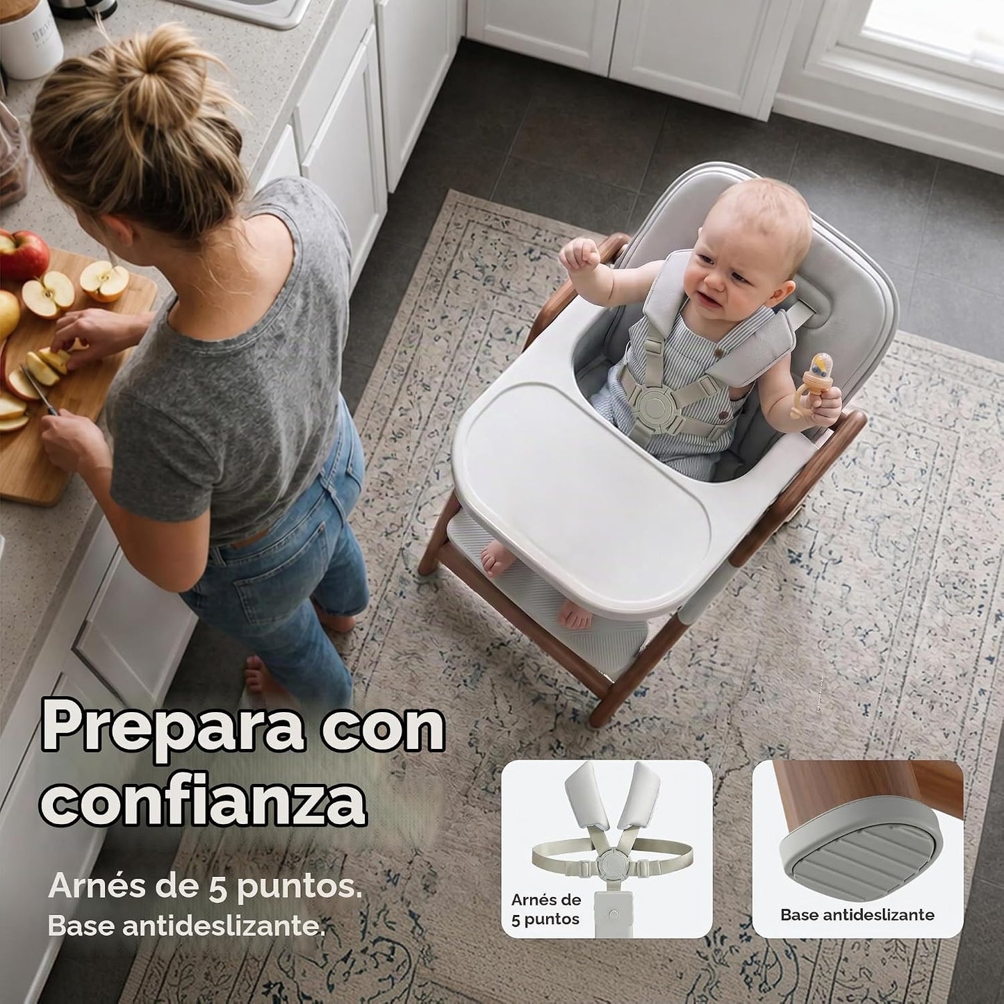 SYNCFUN Silla alta convertible para bebé, sillas altas plegables pa...
