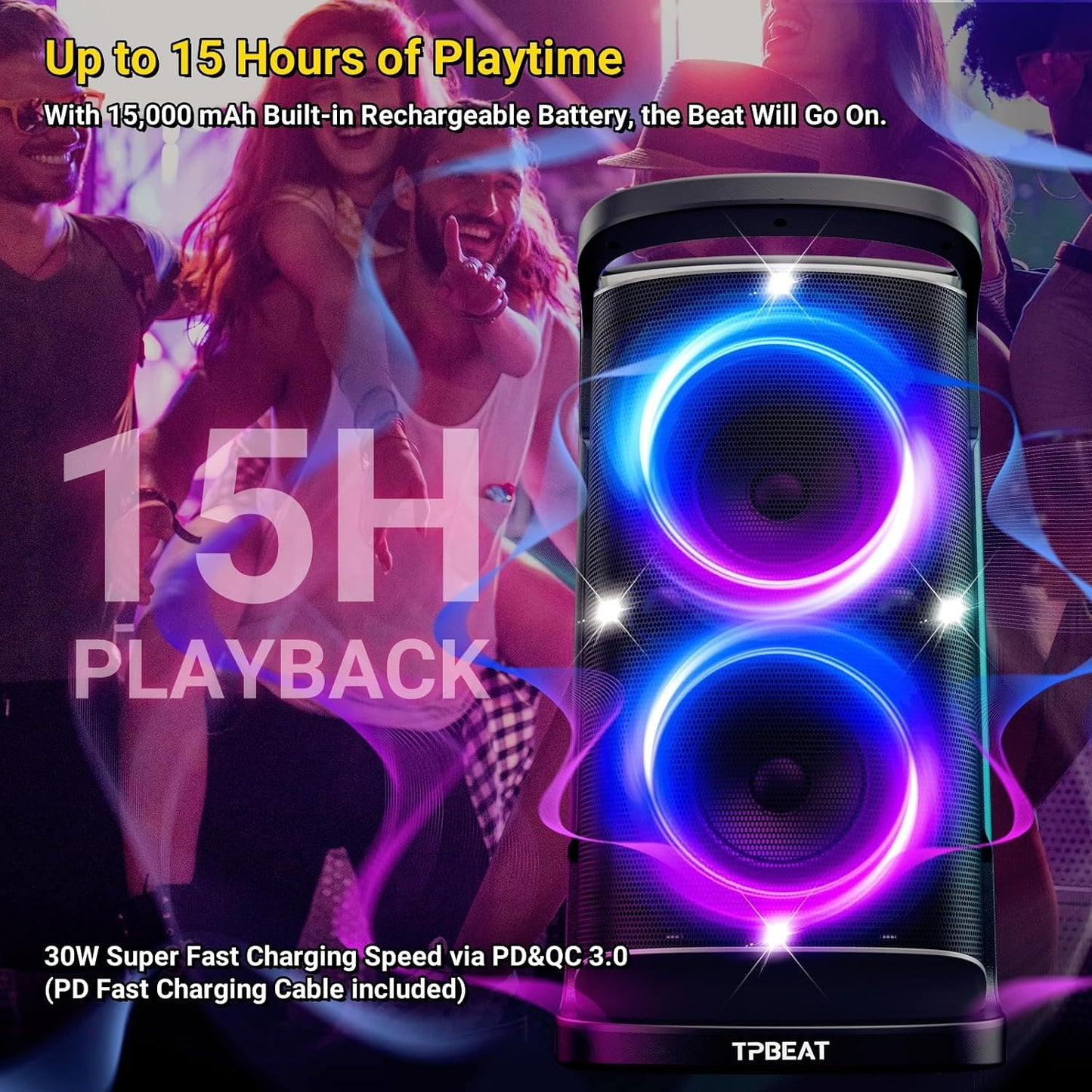 QxbJoy Altavoz Bluetooth Portátil: Sonido Potente de 160W de Pico,...